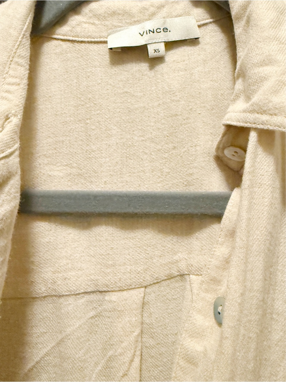 Vince Dove Oat Italian Fabric Belted Shirt Dress XS Neutral Midi Cotton Blend - Picture 10 of 12